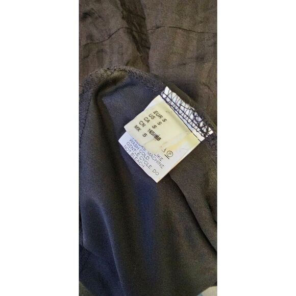 Ruffle Sleeve Sweetheart Tie Neckline Black on Black Striped Mini Dresses Sz S - Picture 6 of 6